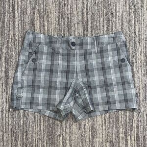 Ana Womens Size 6 Short Shorts Black White Plaid‎ Front & Back Pockets Stretch